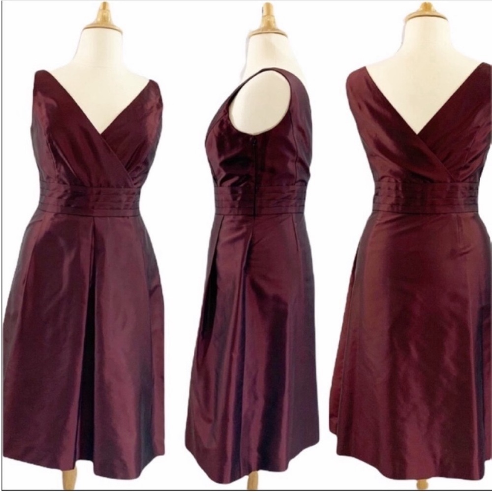 Ann Taylor Burgundy Fit & Flare Sleeveless Dress